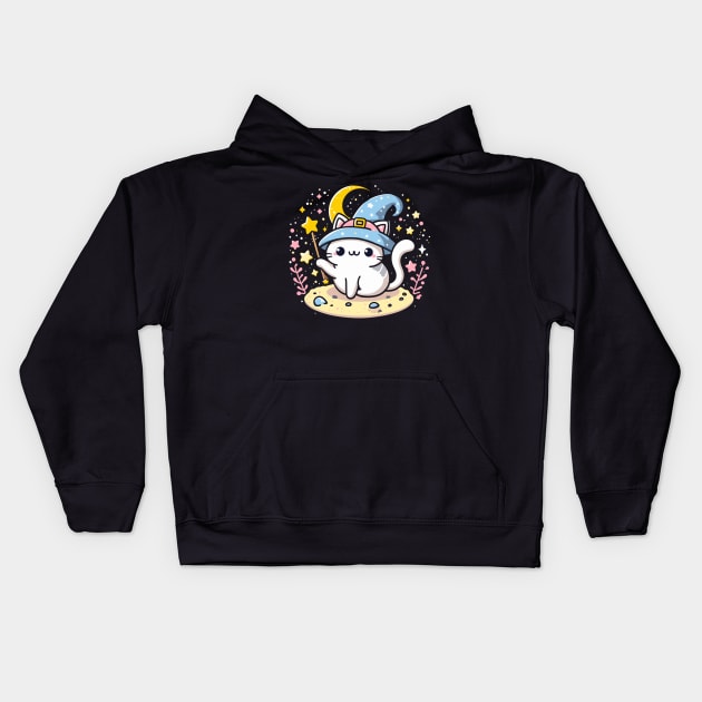 Cute kawaii magic cat Kids Hoodie by Evgmerk